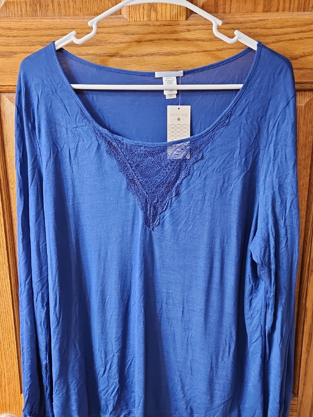 Eberjey Goya Long-Sleeve Top with Lace V-Inset